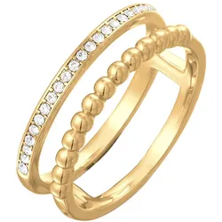 Elli 2-reihig Kristalle Farbe Silber für Damen Ringe   