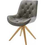 DELIFE Polsterstuhl Taimi-Flex, Holzgestell kantig Natur Mikrofaser Grau Antik grau 57 cm x 86 cm x 60 cm