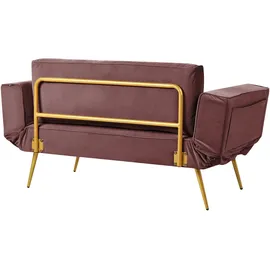 Beliani Schlafsofa 2-Sitzer SAARELA Samtstoff Rosa