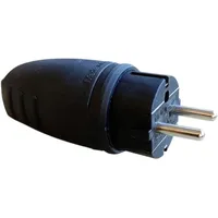 N & L 11257 Schutzkontaktstecker Gummi 230 V Schwarz
