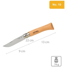 Opinel Messer Carbon & INOX Stahl No 02 bis No 12 - Taschenmesser Klappmesser Größe: No.10, Material: Carbon (nicht rostfrei)