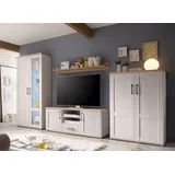 moebel-dich-auf Wohnwand Elegance in Sibiu-Lärche Nb. im Landhausstil Anbauwand Wohnzimmerschrank TV-Lowboard Fernsehschrank inkl. LED-Beleuchtung in 2 Varianten