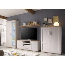 moebel-dich-auf Wohnwand Elegance in Sibiu-Lärche Nb. im Landhausstil Anbauwand Wohnzimmerschrank TV-Lowboard Fernsehschrank inkl. LED-Beleuchtung in 2 Varianten