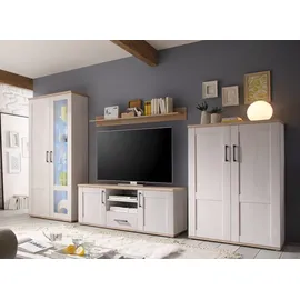 moebel-dich-auf Wohnwand Elegance in Sibiu-Lärche Nb. im Landhausstil Anbauwand Wohnzimmerschrank TV-Lowboard Fernsehschrank inkl. LED-Beleuchtung in 2 Varianten