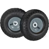 Relaxdays Sackkarrenrad 4.1/3.5-4, luftbereifte Ersatzräder f. Bollerwagen, 16mm Achse, 136kg, 260x85mm, schwarz-grau
