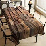 Tischdecke Abwaschbar Realistische Baumstamm-Holzmaserung, Outdoor Wetterfest Wasserdicht Polyester in 6 Größen (90x140-140x240cm) für Garten Esszimmer