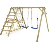 Wickey Kinderschaukel Schaukelgestell Smart Hike Schaukel mit Kletteranbau und Schwebebalken, Doppelschaukel, Holzschaukel - Wickey