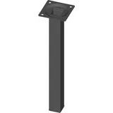 Element System 4 Stück Stahlrohrfüße eckig Tischbeine, Möbelfüße Inklusive Anschraubplatte, 4 Farben, 10 Abmessungen, 25 cm, schwarz, 18133-00296