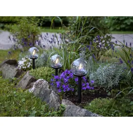 Star Trading LED-Solar-Wegleuchte 'Globe', 3er Set, weiß/schwarz