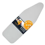 savuk Bügelbrettbezüge und Polster mit breiter Größe, Verstellbarer elastischer Rand, wärmereflektierend, passend für Bretter 130 x 45, 130 x 50 oder 125 x 50 cm, Bezug 55 x 135 cm, Grau, XL