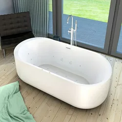 AcquaVapore freistehende Badewanne F26 170x80cm Whirlpool Luft & Wasser mit Armatur AF02