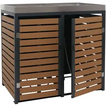Mendler Mülltonnenverkleidung HWC-K14 124 x 134 x 84 cm teak-optik