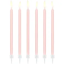 Partydeco Geburtstagskerze mit Halter 14 cm 12 St. Rosa