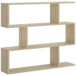 Dmora Buchhandlung Hampton, Niedriges doppelseitiges Bücherregal, Regal mit drei Fächern, Modernes Büroregal, 110x24h97 cm, Eiche