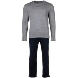Pyjama MARC O'POLO "Pyjama MIX N MATCH", Herren, Gr. L, blau (grau, dunkelblau), Obermaterial: 100% Baumwolle CO(Bio)., Homewear-Sets