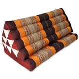 Kapok Thaikissen, Yogakissen, Massagekissen, Kopfkissen, Tantrakissen, Sitzkissen - Braun/Orange (Kissen mit Einer Auflage XXL 79x39x46 (81116))