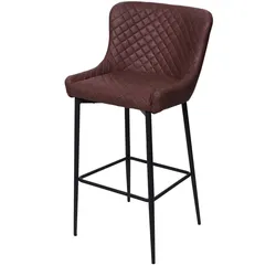 Barhocker MCW-H79, Barstuhl Tresenhocker, Vintage Metall Fußablage ~ Stoff/Textil braun
