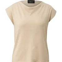 s.Oliver Fließendes Feinstrick-Shirt mit Wasserfallausschnitt und Glitzergarn Beige L