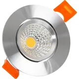 LEDKIA LED Einbaustrahler 5W Rund COB CRI90 Ausschnitt Ø 55 mm Silber No Flicker, 2700K Warmweiß | Silber