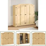 Kleiderschrank Corona 194x52x186 Cm Massivholz Kiefer - Holzschränke - Kleiderschrank - Massivholzklaederschrank - Schlafzimmermöbel - Kiefernschrank - The Living Store