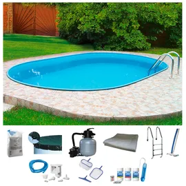 my pool bwt Ovalpool Set 10-tlg. 700 x 300 x 135 cm weiß/hellblau inkl. Sandfilteranlage