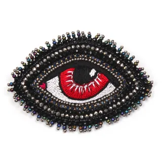 COLLEZIONE ALESSANDRO Brosche Eye Damen, rot Textil, COLLEZIONE alessandro Broschen, mit Augenmotiv