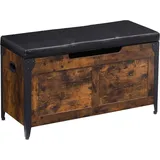 GarveeMore Sitzbank mit Stauraum,Sitzhocker,Spielzeugtruhe,Fußhocker, Schrank mit Sicherheitsscharnier für Schlafzimmer,Wohnzimmer braun 100 cm x 46 cm x 40 cm