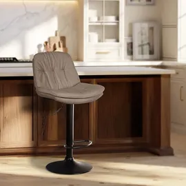 CLP Barhocker Laurel Stoff taupe/Metall matt schwarz