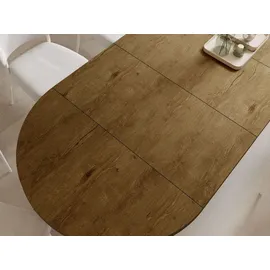 WFL GROUP Esstisch Rund Groß XXL Ausziehbar im Loft-Stil – 100 bis 250 cm – Extra Lang Ausziehtisch mit Weißen Holzbeinen, Industrieller Tisch für 5-1... - Braun