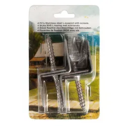 Zaunbeschläge Winkel, Edelstahl – 4er-Set L-Winkel mit Schrauben, rostfrei, ideal für gerbsäurehaltige Hölzer wie Douglasie & Eiche
