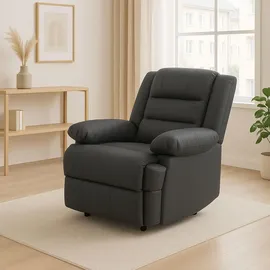 MCW Relaxsessel G15 Kunstleder 87 x 101 x 150 cm Grau mit verstellbarer Rückenlehne und Liegefunktion