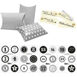 Frau Wundervoll DIY Adventskalender Christkind grau Sterne und Streifen 2023