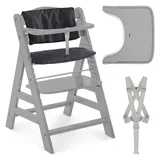 hauck Alpha+ inkl. Essbrett Wooden Tray + Sitzkissen Jersey Charcoal