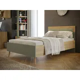 Forte Jugendbett Kinderbett, Belastbar bis 250KG, (Liegeflächen 140x200cm oder 120x200cm), mit gepolstertem Kopfteil grün 127,4 cm x 206,8 cm x 99,5 cm