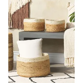 Beliani Aufbewahrungskorb 3er Set TAJORI 24 x 36 x 36 cm beige