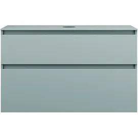 Burgbad Lin20 Waschtischunterschrank inklusive Konsolenplatte, 2 Auszüge, 1002x487x661mm, WWYI100F5395, Farbe: Eisblau Matt / Rückwand Anthrazitgrau