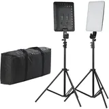 Quadralite Thea 450 LED Panel Kit (2 Stück: Quadralite Thea 450 LED Panel, 2 Lichtstative 195 cm, maximale Leistung: 45W, geringes Gewicht: 1403 g)