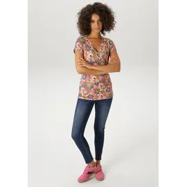 Aniston CASUAL T-Shirt mit farbenfrohen Blüten Braun 40