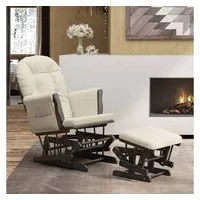 vidaXL Schaukelsessel Stoff 70 x 107 x 72 cm cremeweiß mit Hocker