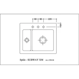 Villeroy & Boch Subway 60 XM rechts weiß alpin + Handbetätigung + Lochbohrungen