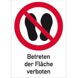 Schild Betreten der Fläche verboten ISO 7010, Kombischild, Kunststoff, 297x210 mm