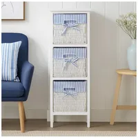 Hti-Living Praktisches Regal aus Paulowniaholz mit 3 Körben vielseitige