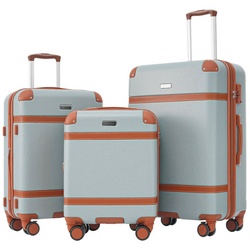 Ulife Trolleyset Kofferset Handgepäck Reisekoffer ABS-Material, TSA Zollschloss, 4 Rollen, (3 tlg) grün