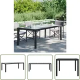 Gartentisch Schwarz 190x90x75 cm Gehärtetes Glas Poly Rattan - Gartentisch - Esstisch - Polyrattan Tisch - Gartenmöbel - Balkonmöbel - The Living