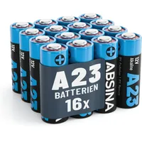 ABSINA 16x Batterie A23 Alkaline Batterien 12V 23A langlebig - Garagentoröffner