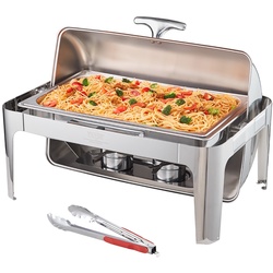 VEVOR Edelstahl Chafing Dish Set 7,5 L, 1 Stk. Speisenwärmer Wärmebehälter Suppenwärmer, Speisen Warmhaltebehälter Suppentopf Chafing Dishes Set mit 2 Brennstoffbehälter für Catering, Buffet. Party