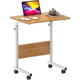 SogesHome Laptoptisch 60 * 40cm Beistelltisch auf Rollen Betttisch höhenverstellbar PC-Tisch mit Rollen, Stehpult,Mobile Computertische,Kleiner Schreibtisch,Desktop mit Nut, Nachttisch,Essentisch