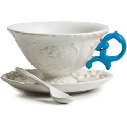 I-Tea Teetasse blau mit Untertasse und Löffel