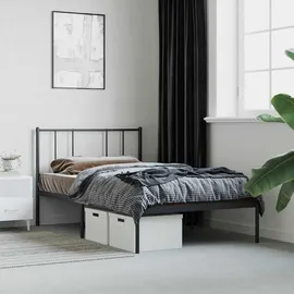 vidaXL Bettgestell mit Kopfteil Metall Schwarz 75x190 cm - Schwarz