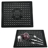 Peiyee 2 StüCk SpüLbeckeneinlage,31,4 X 26cm SpüLmatte FüR SpüLbecken,Schwarz Non-Slip Drain Mat Geeignet,Spritzschutz Waschbecken SpüLmatte Abtropfmatte FüR KüChenspüLbeckenboden, Besteck、Glaswaren